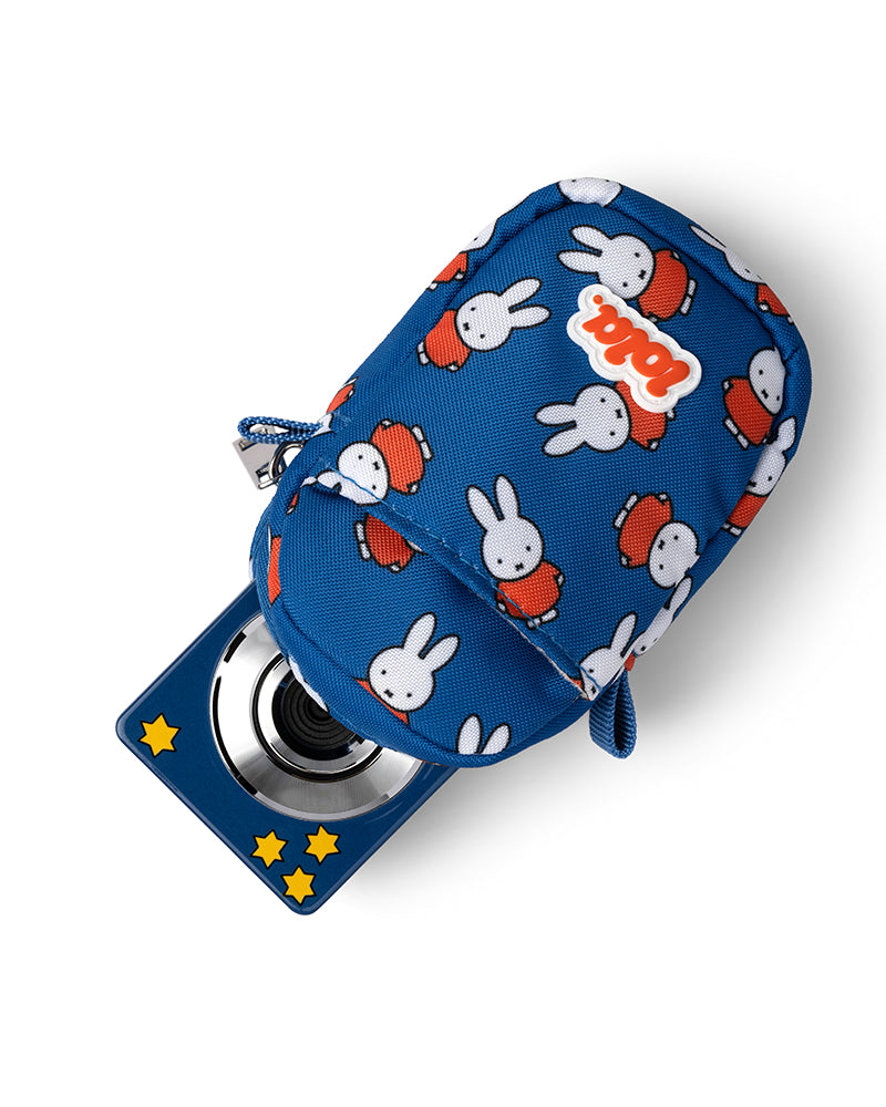 Miffy digital camera peeking out of the Miffy camera pouch